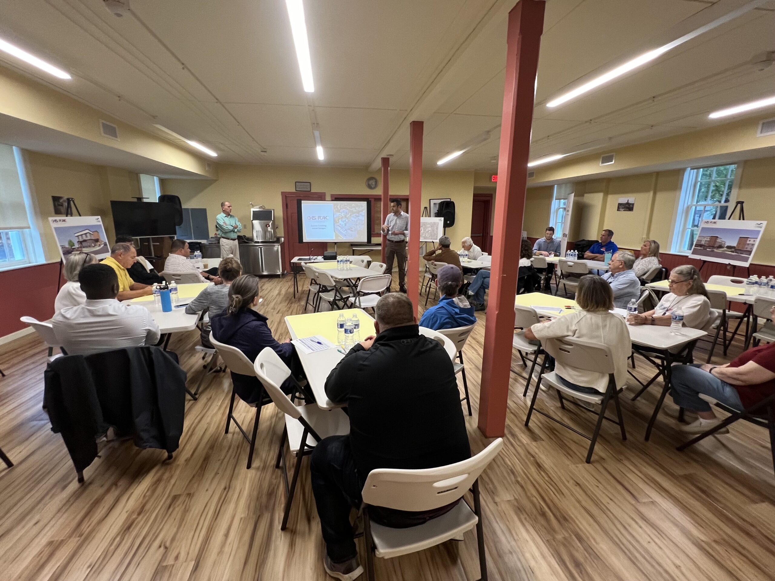 Group of people listening in the September Easton Crossing meeting